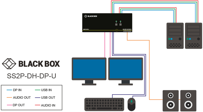 Switch KVM sicuro, NIAP 3.0, DisplayPort 4K dual-head Diagramma applicativo