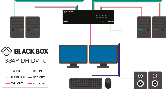 Switch KVM sicuro, NIAP 3.0, DVI-I dual-head Diagramma applicativo