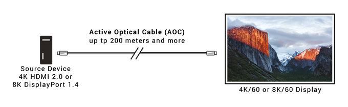 Active Optical Cable DisplayPort 1.4, LSZH Diagramma applicativo
