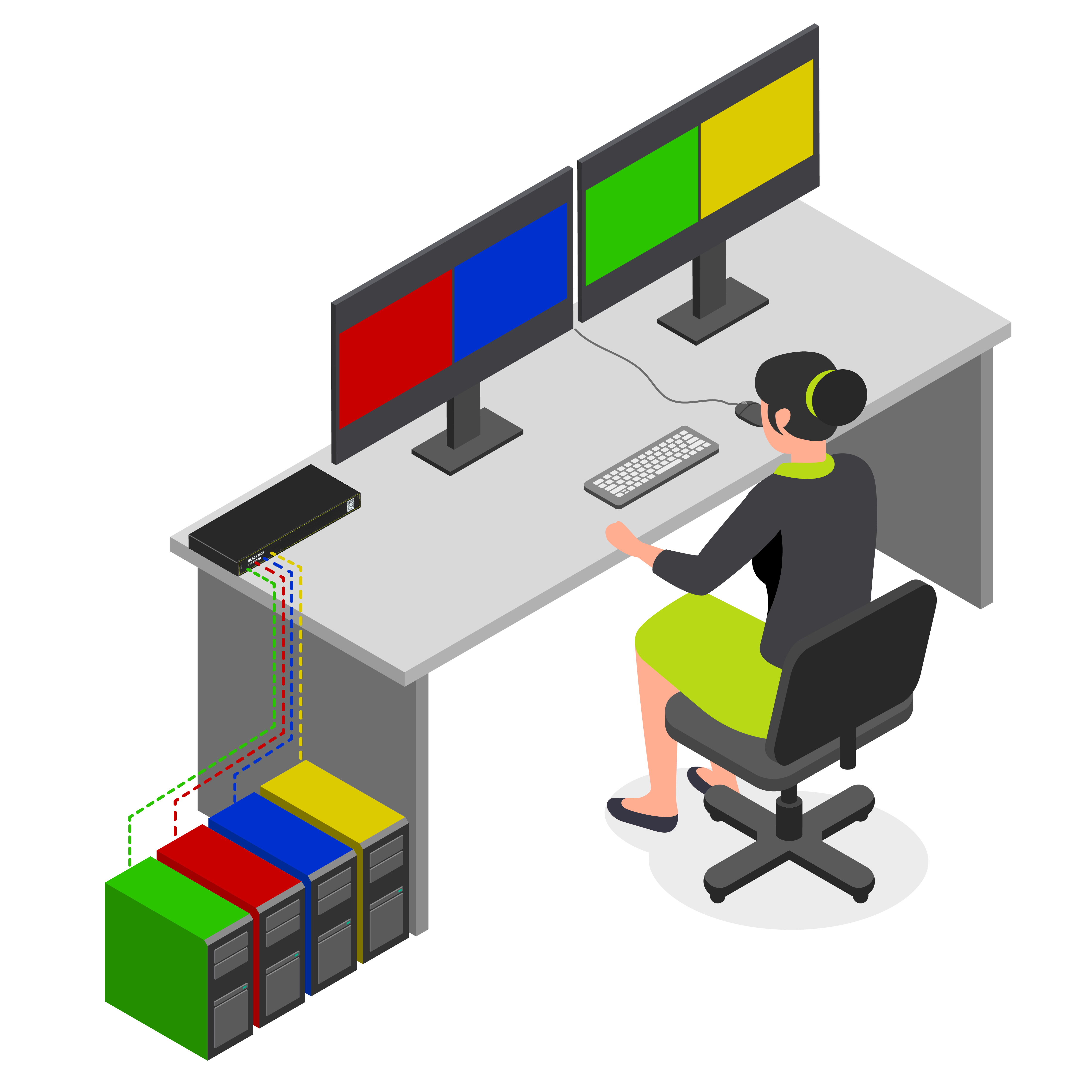 Emerald® KVM Multiviewer – 4-Port, Dual-Monitor, Single-Head, DisplayPort, 4K60 Application diagram