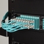OM4 50/125 Multimode Fiber Optic Patch Cable - Reversible Polarity, Push-Pull Tab Connectors, OFNR PVC, LC-LC, Aqua